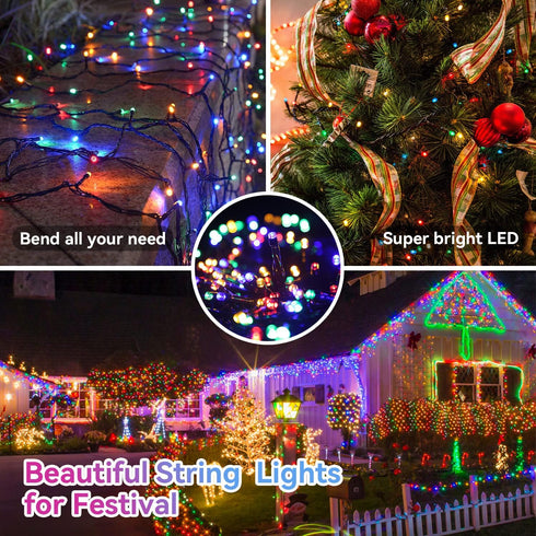 33Ft 100 8Modes Battery String Lights Outdoor LED Fairy Lights for Indoor Outdoor Waterproof with Remote Timer Battery