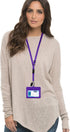 Wisdompro 2-Sided PU Leather ID Badge Holder - Purple (Horizontal) with 1 ID Window, 1 Card Slot, and 1 Piece 23 Inch