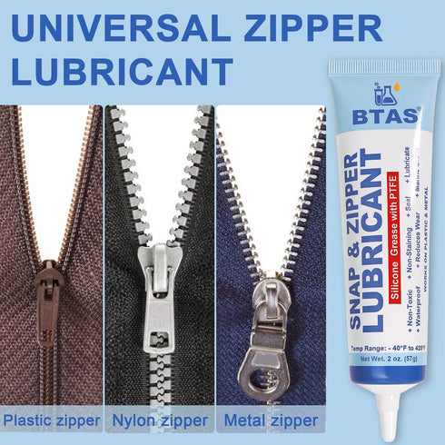 2 Oz BTAS Zipper Lubricant for Plastic and Metal, Zipper Ease Lube Silicone Grease for Boat Canvas Cooler Bags Clothes