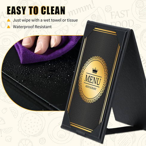 5"x 7" 2 (6 Pack, 5" 7") PU Leatherette Table Tents, Double-Sided Menu Holder, A-Frame Table Tents Menu Cover, Side