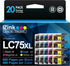 E-Z Ink LC75XL Ink Cartridges Compatible for Brother LC75 Ink Cartridge, 20 Pack (8 Black, 4 Cyan, 4 Magenta, 4 Yellow)