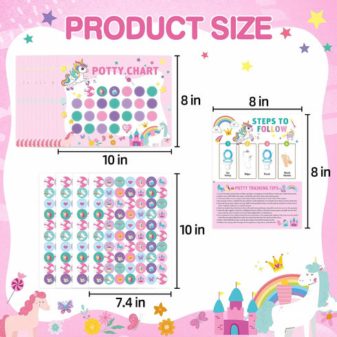 EUUBIRD 10 280 Unicorn Potty Training Chart for Toddlers, Potty Training Sticker Charts with Reward Stickers, Potty