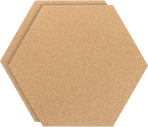 PATIKIL 2 Pack 12x10" 1/4" Thick Self Adhesive Cork Board Tiles, Hexagon Bulletin Board Display for Home Office