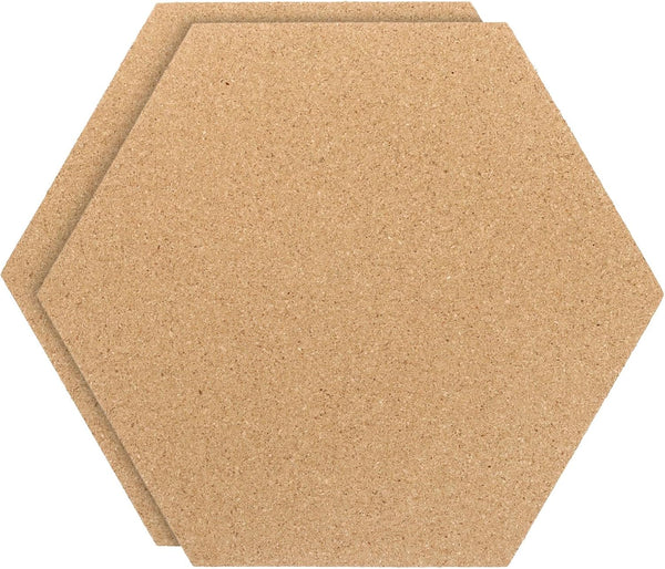 PATIKIL 2 Pack 12x10" 1/4" Thick Self Adhesive Cork Board Tiles, Hexagon Bulletin Board Display for Home Office