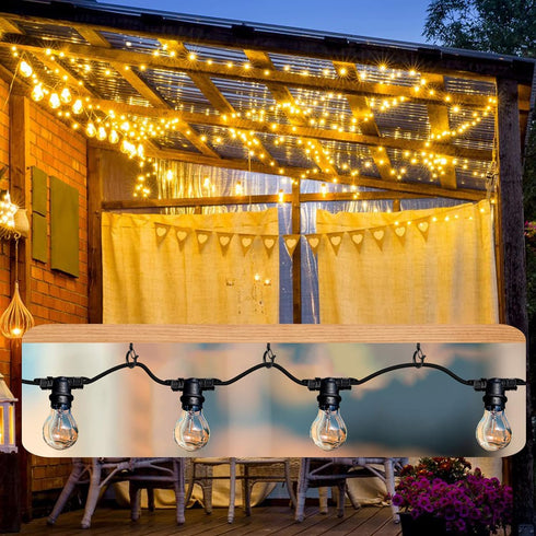 FSAH 100 Pack Q Hangers Screw-in Hooks for Outdoor String Lights, Swivel Hanging Basket Patio Hooks with Safe Buckle