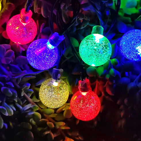 Solar String Lights Outdoor, 20ft Waterproof 30 LEDs, 8 Modes Crystal Globe Fairy Lights for Backyard Patio Wedding