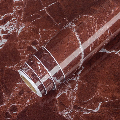 88"x15.8" Red Brown Marble Contact Paper for Countertop Faux Granite Wallpaper Covers Counter Top Peel and Stick Waterproof Wallpaper for Decor Kitchen Cabinets Island Table Furniture Wall by AbaBoorty