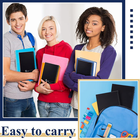 Lewtemi 15 Pack Small Left Handed Notebooks - 8" x 5", 50 Sheets, College Ruled, Black Wire Bound for Lefties