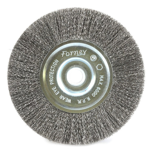Forney 72743 Fine Crimped Wire Wheel Brush, 5-Inch with 1/2-Inch and 5/8-Inch Arbor