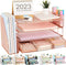 gianotter Paper Letter Tray Organizer, 4-Tier Desk Accessories & Workspace Desk Organizers with Drawer and 2 Pen