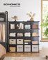 SONGMICS Cube Storage Organizer, Set of 16 Plastic Cubes, Gray, 12.2 x 48.4 x 48.4 Inches, Book Shelf, Closet Organizers