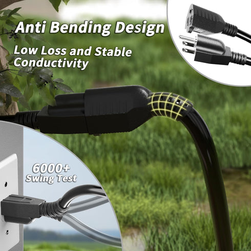 18/3 Gauge Black Coiled Extension Cord, 15 ft Indoor Waterproof Flexible 3 Prong Spiral Power Cord for Home Office