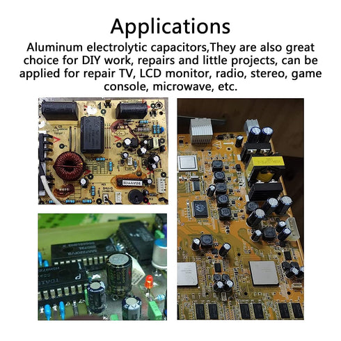 460Pcs 24Value Capacitor Assortment Box Kit, 6.3V-50V DIP 1uF-1500uF High Frequency Aluminum Electrolytic Capacitors