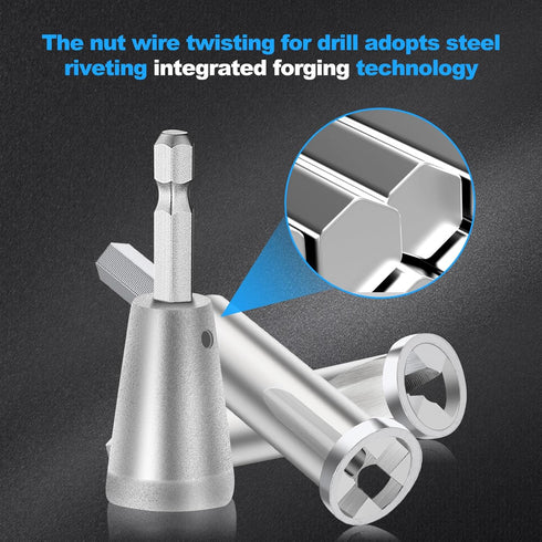 Wire Twisting Tool for Drill - 3Pcs Electric Cord Stripper and Twisting Tool for Electrician, Stripping and Twisting