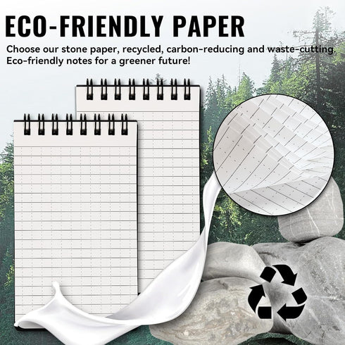 POPYOLA 4 Pack Waterproof Pocket Notebook, 3x5 Mini Spiral Notepad, 100 Squared Pages for Outdoor Use