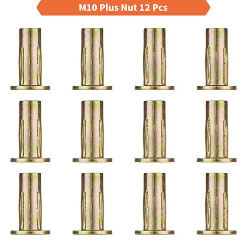 Multi-Grip Rivet Nut Installation Tool Set, Pre-Bulbed Shank Flat Head Threaded Insert Nut Assortment Kit for