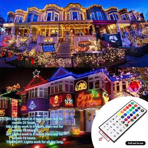 66ft 200 8 HOME LIGHTING Christmas Decorative Mini Lights, LED RGB Changing Functional Green Wire Fairy Halloween