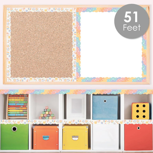 Big Dot of Happiness Retro Pastel - Scalloped Bulletin Board Borders, 51 Feet