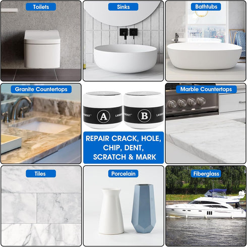 LANBOKIT Marble and Granite Repair Kit, Tile and Fiberglass Tub Repair Kit for Sink & Toilet, Epoxy and Quartz