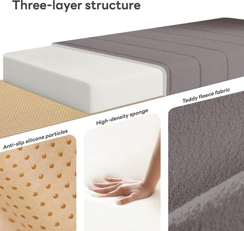 KJEKT 1.2x20x12 50D Window Seat Cushion Teddy Plush White Firm Foam Insert Non-Slip & Durable.Easy Clean for Storage