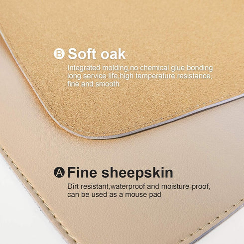 Pad,47.2''x15.8'',Cork DAWNTREES Dual Sided Desk Mat,Leather Desk Desk Mat Protector,with PU Leather Valet Tray