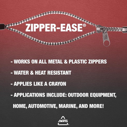 0.43 oz Backpacks, Zipper-Ease Lubricant Stick by AGS Fix Stuck Zippers Instantly | Works on Metal, Plastic & Nylon