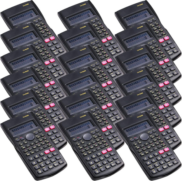 Saillong 12 Pieces Black Engineering Scientific Calculator, 2-Line Function for Middle, High School, Classroom