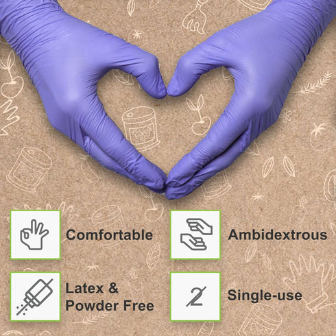 Biodegradable Disposable Medical Gloves, X Small 150 Count Violet Blue Nitrile Gloves, Latex Free