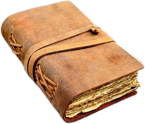 Vintage Leather Journal, Deckle Edge Rustic Paper, Best Leatherbound Pages Book of Shadows, Antique Calligraphy Notebook