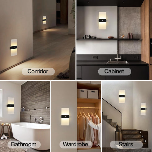Clnutrieve Set 2,Magnetic Dimmable Rechargeable Battery Operated Wall Sconces of Wireless Led Wall Lamp, Motion Sensor