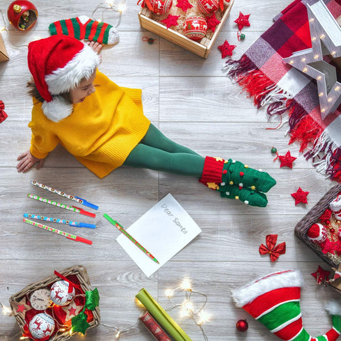 Sunshane 24 Pieces Christmas Stick Pens Set, Holiday Ballpoint Pens for Christmas Home Decor Party Gift
