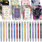 Funrous 32 Pcs Motivational Quote Pens, Inspirational Notepads Mini Journal Gift Set for Students and Office