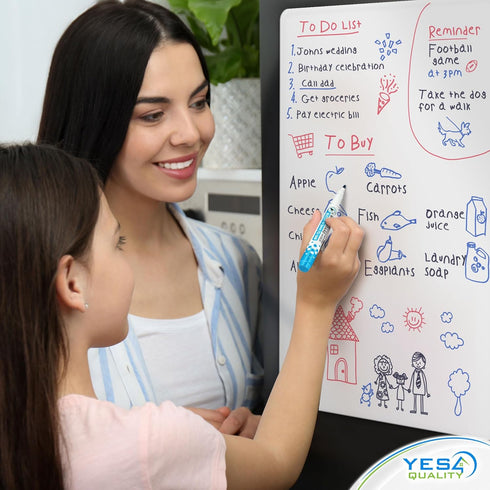 Extra Large Magnetic Dry Erase White Board Sheet, 25x16 in, Stain Resistant, 3 Markers, Big Eraser with Magnets