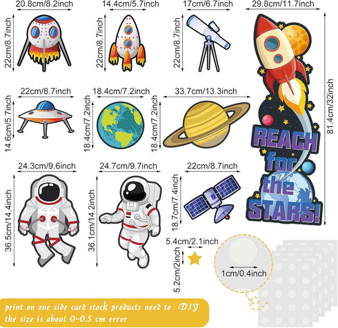 Marspark 42 Pcs Outer Space Bulletin Board Decoration Set, Solar System Astronaut Classroom Decor for School Chalkboard