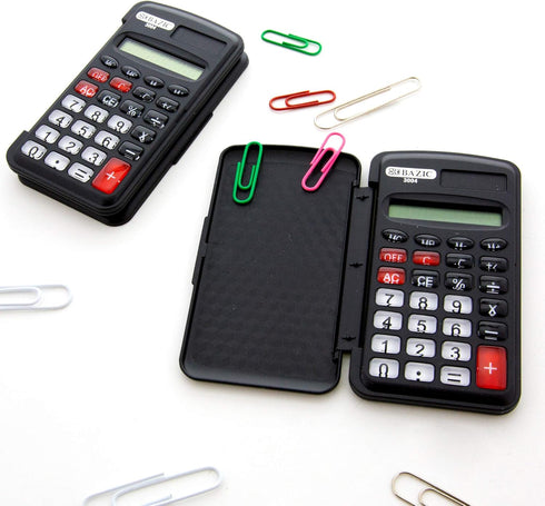 BAZIC Pocket Size Calculator, 8-Digit w/Flip Cover, Small Standard Function Electronics Calculators, Black, 1-Pack