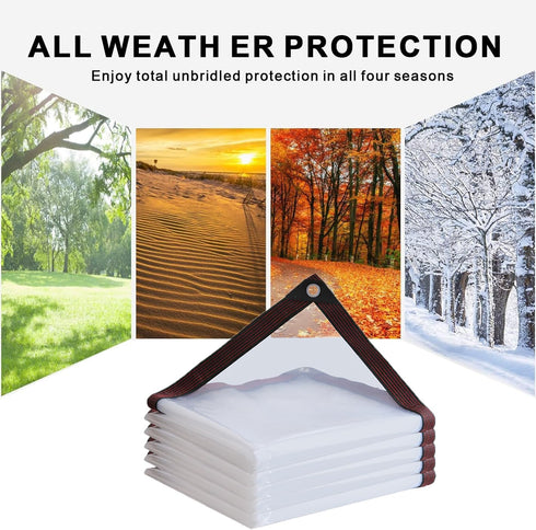 TBXWLRF Grommets 6x12ft Clear Tarp - Heavy Duty Waterproof - with Small Tarp, Clear Vinyl Patio Enclosure Tarpaulin