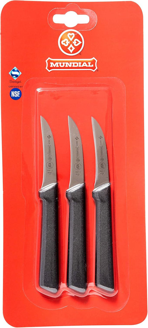 Mundial SC0541-3 Paring Knife Collection, 3-Inch Peeling/Tourne Knife Set of 3, Black