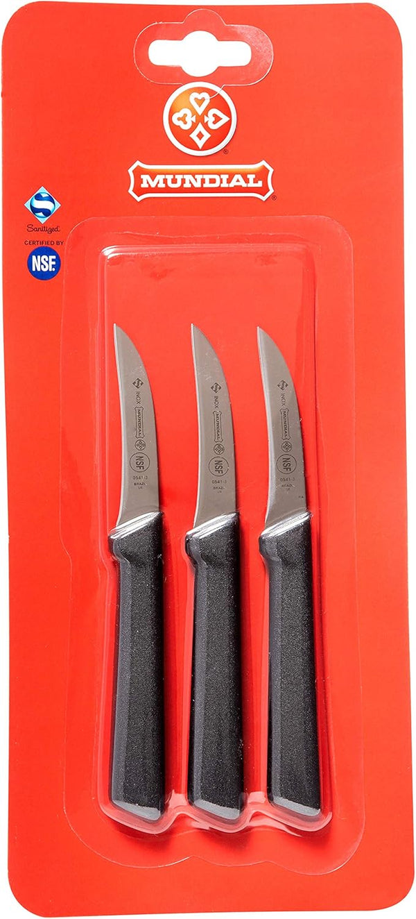 Mundial SC0541-3 Paring Knife Collection, 3-Inch Peeling/Tourne Knife Set of 3, Black