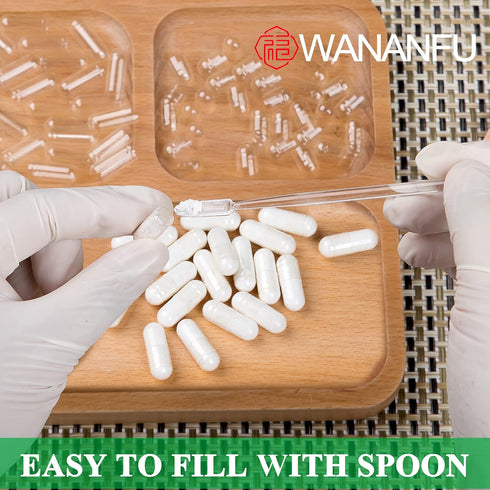 WANANFU Capsule Filling Kit - 6 Units Micro Lab Spoon with Tamper for Filling Gelatin or Vegan Empty Capsules Size 000,