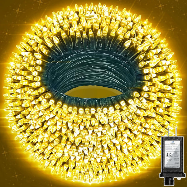 240FT 750LED Christmas Lights,12 Modes Warm White Outdoor String Lights with Timer