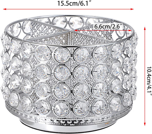 Hipiwe 360 4-Slot Crystal Vanity Organizer Makeup Brush Holder- Rotating Cosmetic Brushes Display Organizers Spinning
