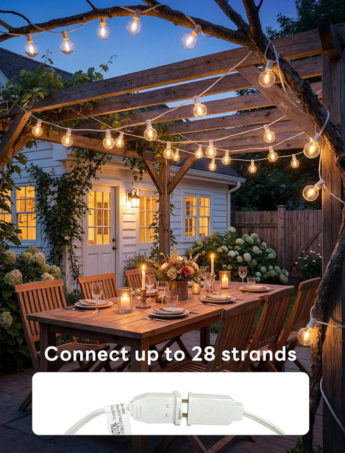 25Ft 27 Bulbs(2 Abeja LED Outdoor String Light, Patio Globe String Lights with Shatterproof LED Clear Spare), Hanging
