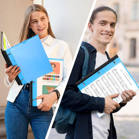 WOT I All-in-one Telescoping Binder Notebook, Refillable 3 Ring Binder, Blue, with 5 Subject Dividers