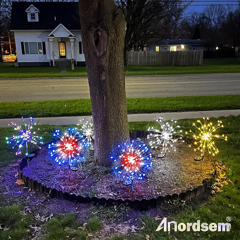 120 Anordsem Solar Garden Lights Outdoor: Bendable Copper Wire with LED Firework Beads - White Waterproof DIY Fairy