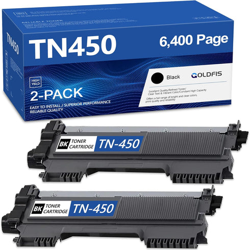 TN450 Toner Cartridge Replacement for Brother TN420, Compatible with HL-2270DW, 2 Black
