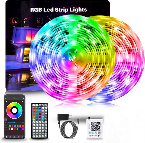 NBBUFF Led Lights for Bedroom 132FT(2 Rolls of 65.6ft) Music Sync Color Changing