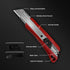 HAUTMEC 25mm Heavy-Duty Utility Knife, Snap-off Box Cutter with 3 Sharp Blades, Auto-lock Mechanism, HT0080-KN