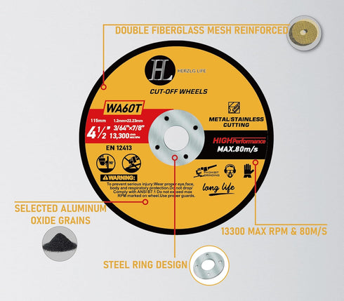 Cut Off Wheels 4 1/2 inch 25 Pack - Ultra-Thin Cutting Wheel for Metal & Stainless Steel Angle Grinder