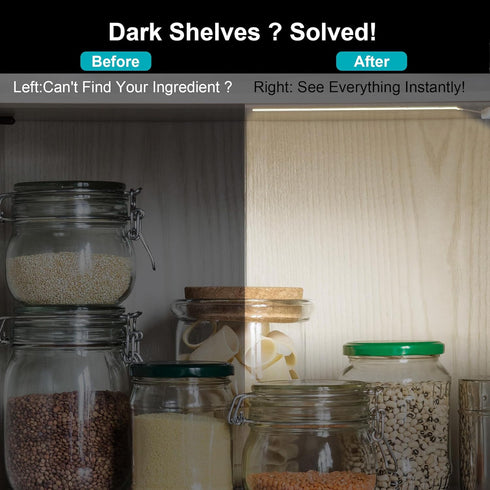 Martronic 3 Packs 15" 6000K Closet, Battery Powered COB LED Strip Lights, Cordless Under Cabinet Lighting for Shelves