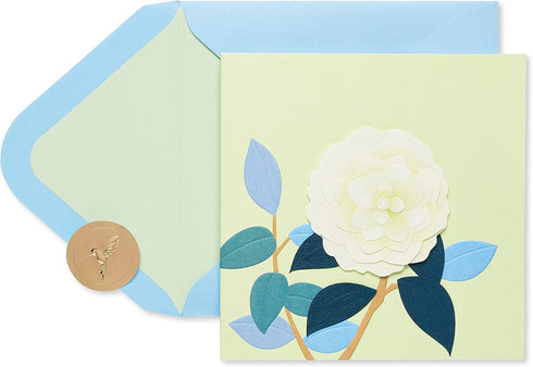 Papyrus Blank Card with White Rose Design